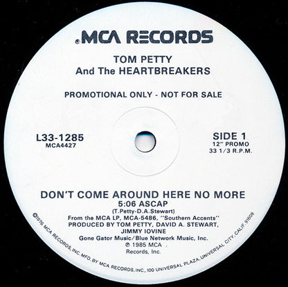 Tom Petty And The Heartbreakers : Don't Come Around Here No More (12", Single, Promo)