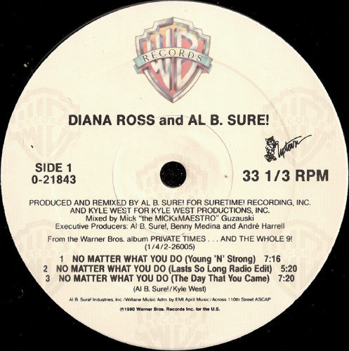 Diana Ross And Al B. Sure! : No Matter What You Do / Al'l Justify Your Love (12", Maxi)