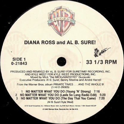 Diana Ross And Al B. Sure! : No Matter What You Do / Al'l Justify Your Love (12", Maxi)