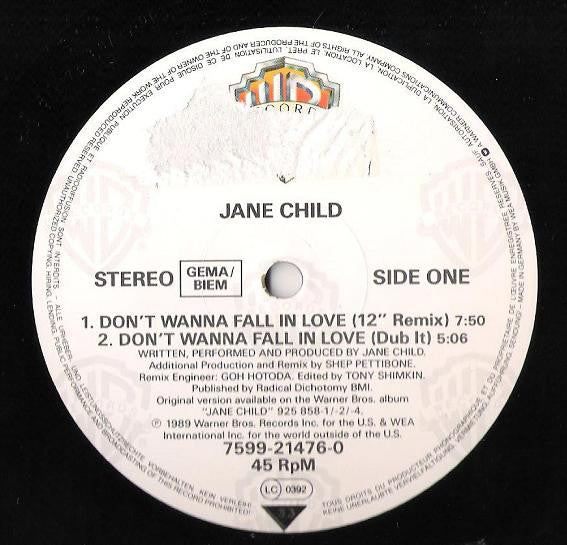 Jane Child : Don't Wanna Fall In Love (12", Maxi)