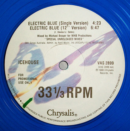 Icehouse : Electric Blue (12", Single, Ltd, Promo, Blu)