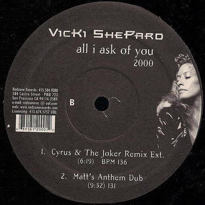 Vicki Shepard : All I Ask Of You 2000 (2x12")