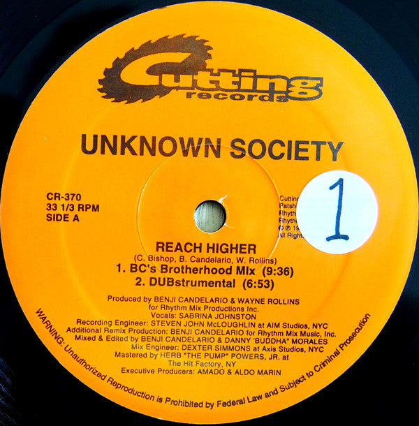 Unknown Society : Reach Higher (12")