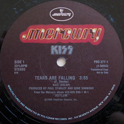 Kiss : Tears Are Falling (12", Promo)