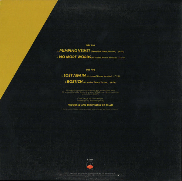 Yello : Pumping Velvet / No More Words / Lost Again / Bostich (12", Promo, SP)