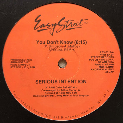 Serious Intention : You Don't Know (Special Remix) (12")