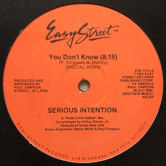 Serious Intention : You Don't Know (Special Remix) (12")