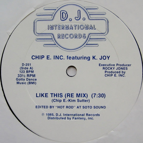 Chip E. Inc.* Featuring K. Joy : Like This (12", Blu)