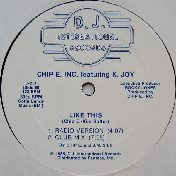 Chip E. Inc.* Featuring K. Joy : Like This (12", Blu)