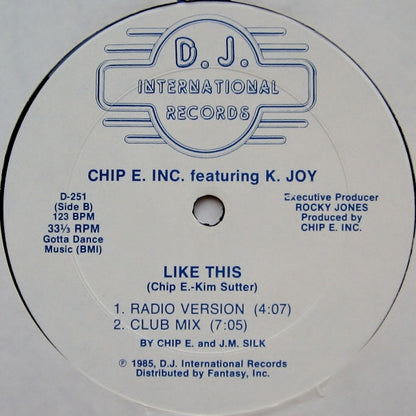 Chip E. Inc.* Featuring K. Joy : Like This (12", Blu)