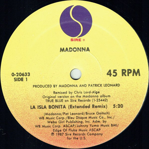 Madonna : La Isla Bonita (12", Maxi)
