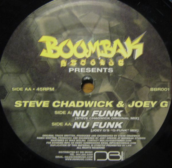 Steve Chadwick & Joey G : Nu Funk (12")