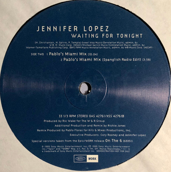 Jennifer Lopez : Waiting For Tonight (Promo #1) (12", Promo)