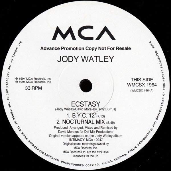 Jody Watley : Ecstasy (12", Advance, Promo)