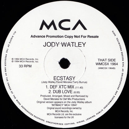 Jody Watley : Ecstasy (12", Advance, Promo)