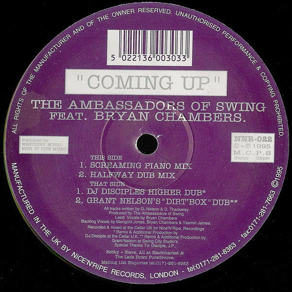 The Ambassadors Of Swing* Feat. Bryan Chambers : Coming Up (12")