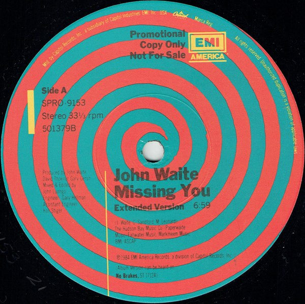 John Waite : Missing You (12", Promo)