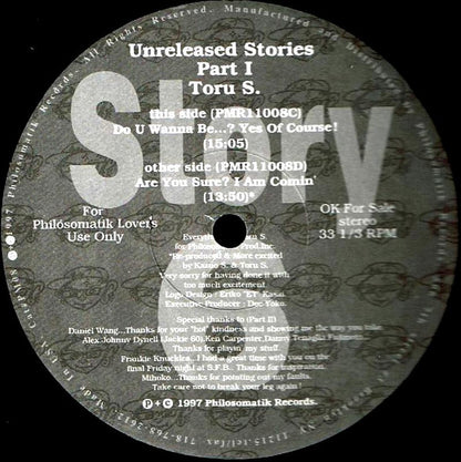 Toru S. : Unreleased Stories Pt.1 (2x12")