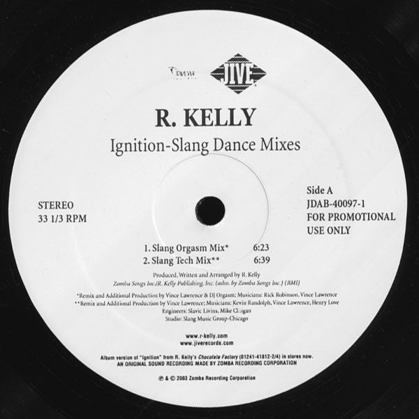 R. Kelly : Ignition (Slang Dance Mixes) (12", Promo)