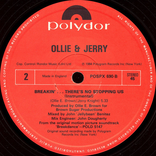 Ollie And Jerry : Breakin'... There's No Stopping Us (Club Mix) (12")