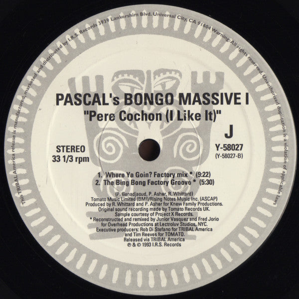 Pascal's Bongo Massive I* : Pere Cochon (I Like It) (12")
