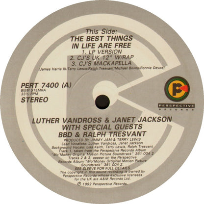 Luther Vandross & Janet Jackson With Special Guests Bell Biv Devoe & Ralph Tresvant : The Best Things In Life Are Free (12", Single)
