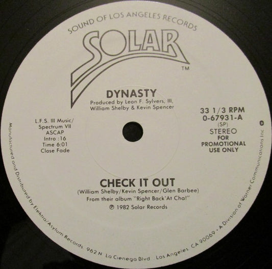 Dynasty : Check It Out (12", Mono, Promo)