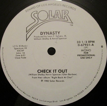 Dynasty : Check It Out (12", Mono, Promo)