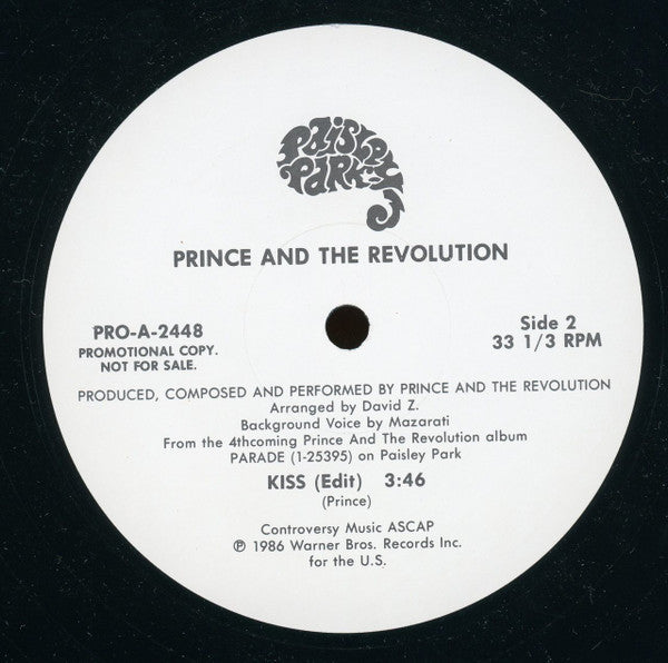 Prince And The Revolution : Kiss (Edit) (12", Single, Promo)