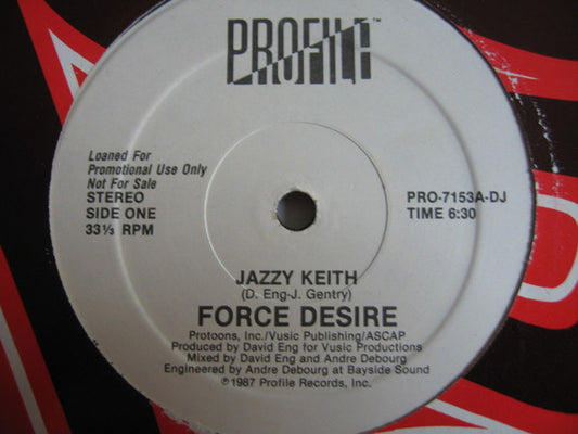Force Desire : Jazzy Keith (12", Single, Promo)
