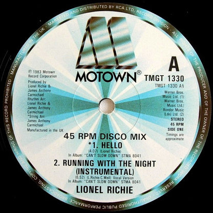 Lionel Richie : Hello (12", Single)