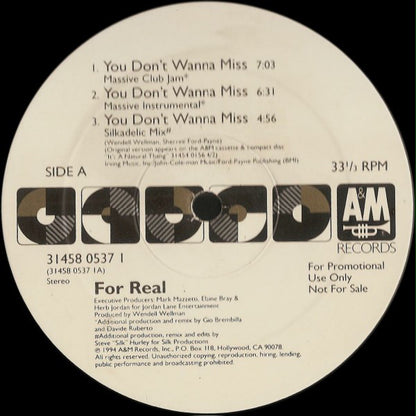 For Real : You Don't Wanna Miss (12", Promo)