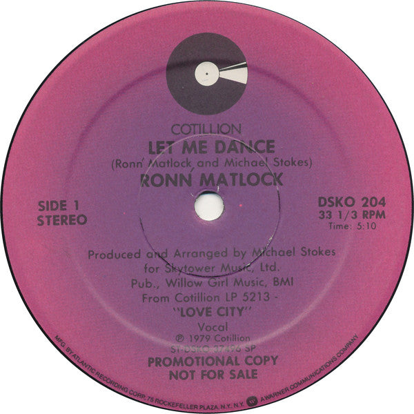 Ronn Matlock : Let Me Dance (12", Promo)