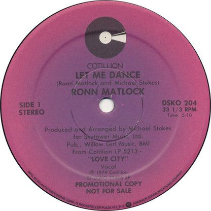 Ronn Matlock : Let Me Dance (12", Promo)