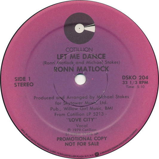 Ronn Matlock : Let Me Dance (12", Promo)