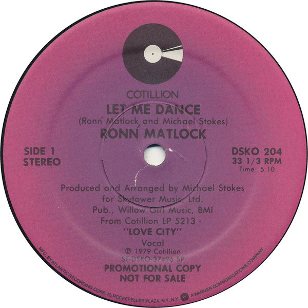 Ronn Matlock : Let Me Dance (12", Promo)
