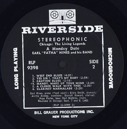 Earl Hines And His Band : A Monday Date (LP, Album)