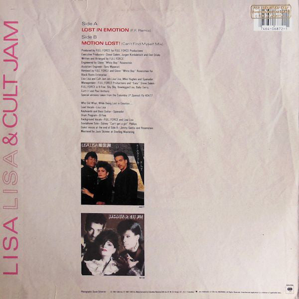 Lisa Lisa And Cult Jam* : Lost In Emotion (12", Single)