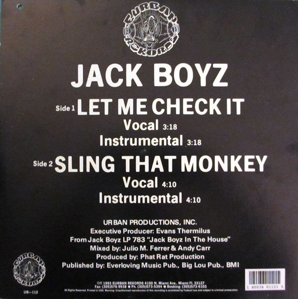 Jack Boyz : Let Me Check It (12", Promo)