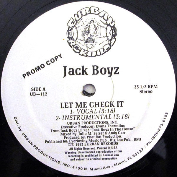 Jack Boyz : Let Me Check It (12", Promo)
