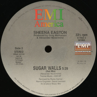 Sheena Easton : Sugar Walls (Dance Mix) (12", Single)