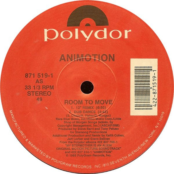 Animotion : Room To Move (12", Single, Spe)