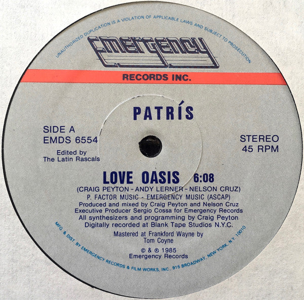 Patrís* : Love Oasis (12")