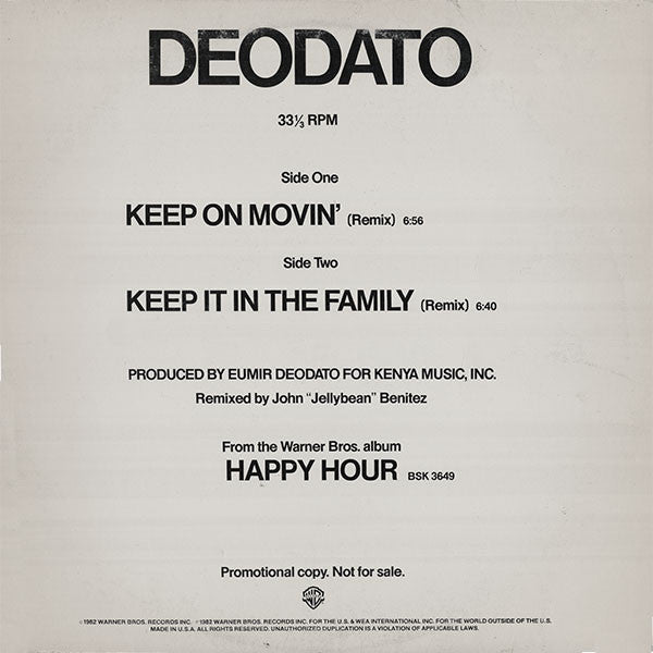 Deodato* : Keep On Movin' / Keep It In The Family (12", Promo)