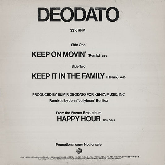 Deodato* : Keep On Movin' / Keep It In The Family (12", Promo)