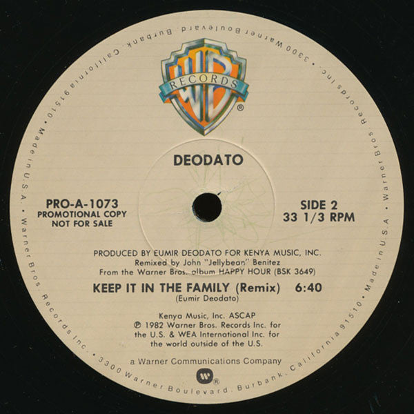 Deodato* : Keep On Movin' / Keep It In The Family (12", Promo)