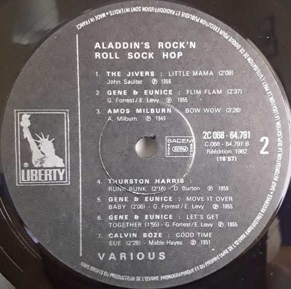 Various : Aladdin's Rock'n Roll Sock Hop (LP, Comp, RE)