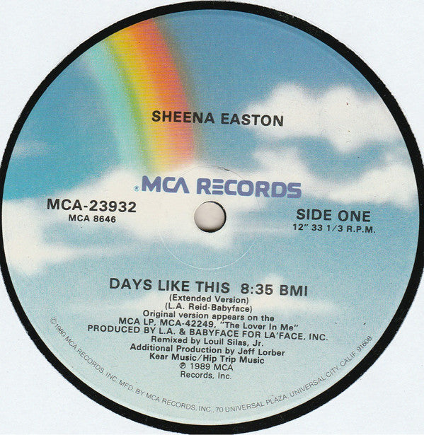 Sheena Easton : Days Like This (12", Single)