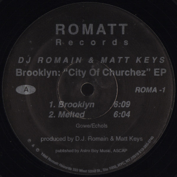 DJ Romain & Matt Keys : Brooklyn: "City Of Churchez" EP (12", EP)