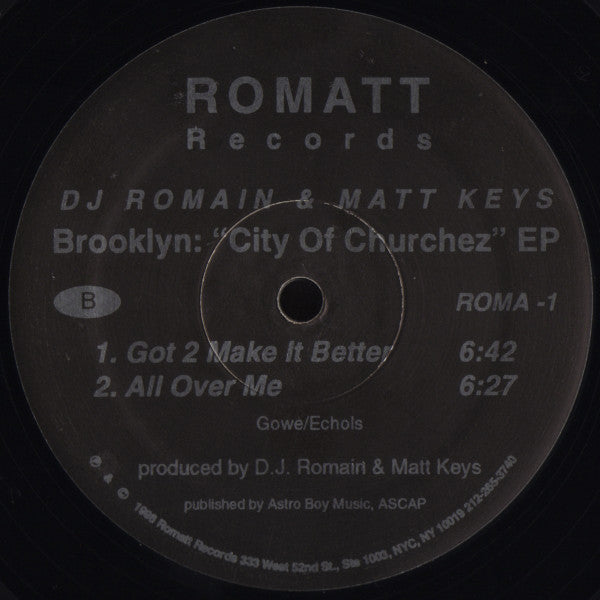 DJ Romain & Matt Keys : Brooklyn: "City Of Churchez" EP (12", EP)